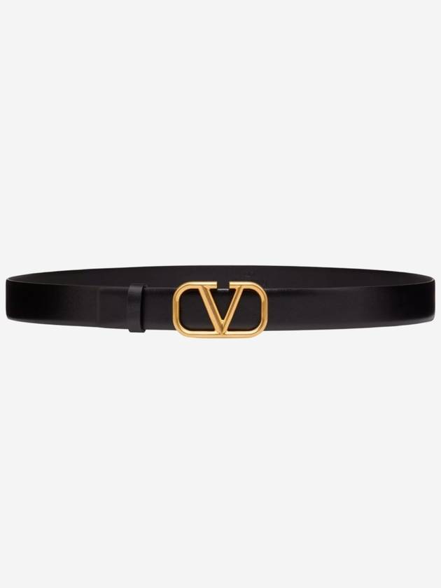 Men's V Logo Signature Leather Belt Black - VALENTINO - BALAAN 2