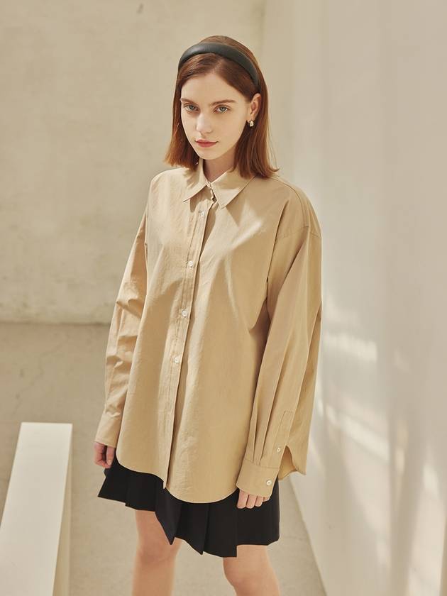 Women's Ally Collar Basic Shirt Beige - ARIFF - BALAAN 4