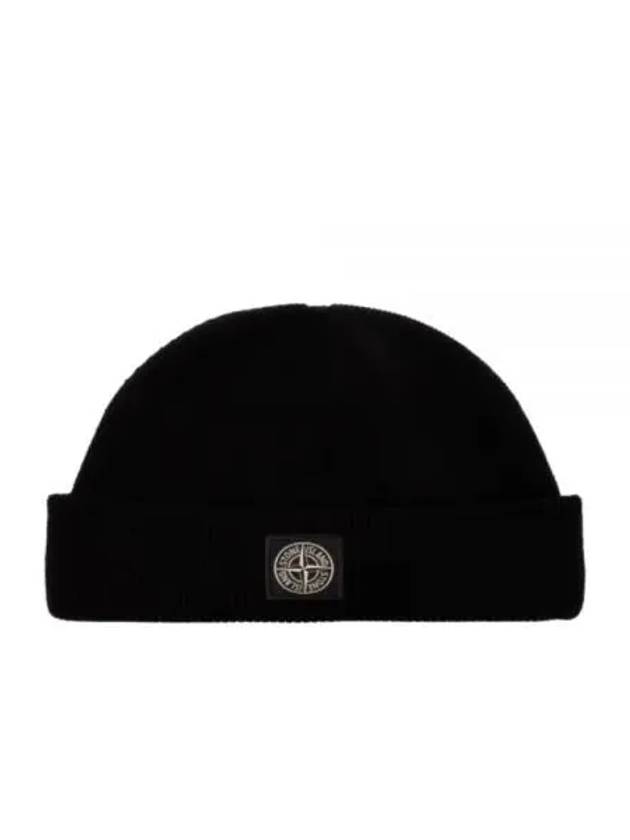 Logo Ribbed Soft Organic Cotton Beanie Black - STONE ISLAND - BALAAN 2