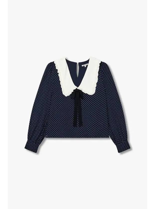 Lace Collar Dot Blouse Edalene Top Navy - REFORMATION - BALAAN 1