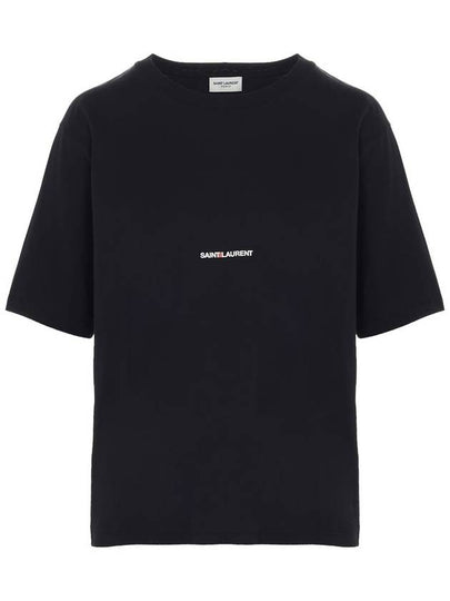 Rive Gauche Short Sleeve T-Shirt Black - SAINT LAURENT - BALAAN 2