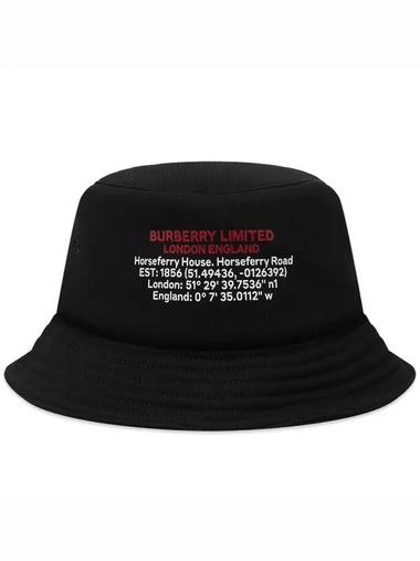 Location Print Cotton Bucket Hat Black - BURBERRY - BALAAN 1