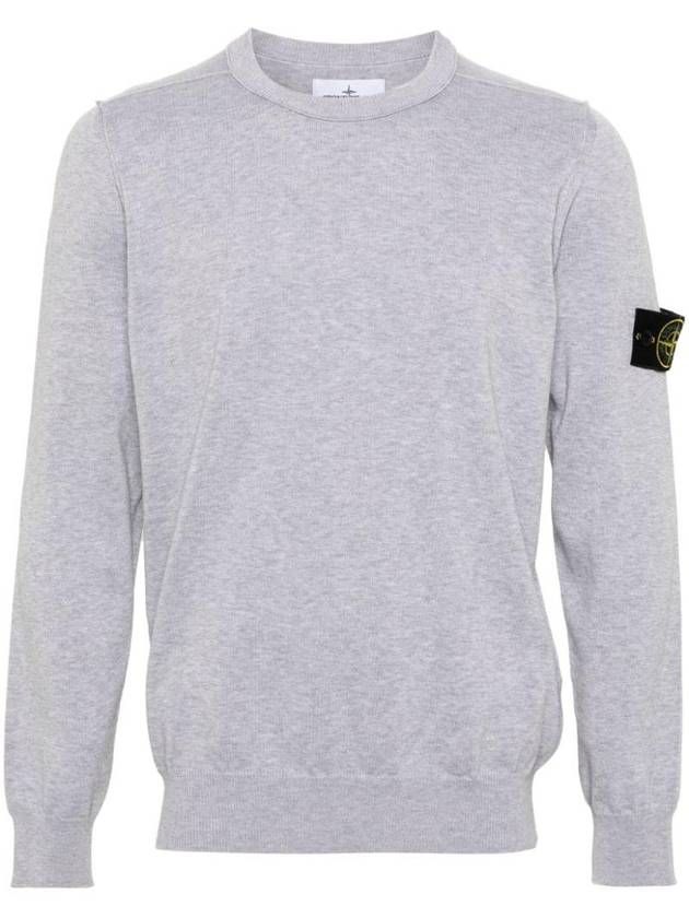 Crewneck Soft Cotton Knit Top Charcoal - STONE ISLAND - BALAAN 1