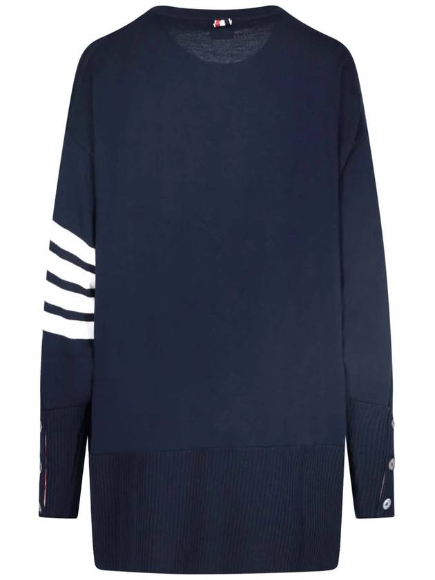 4 Bar Crew Neck Merino Wool Pullover Knit Top Navy - THOM BROWNE - BALAAN 3