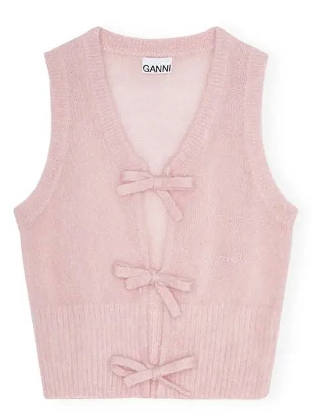 Tie String Light Mohair Vest Pink - GANNI - BALAAN 2