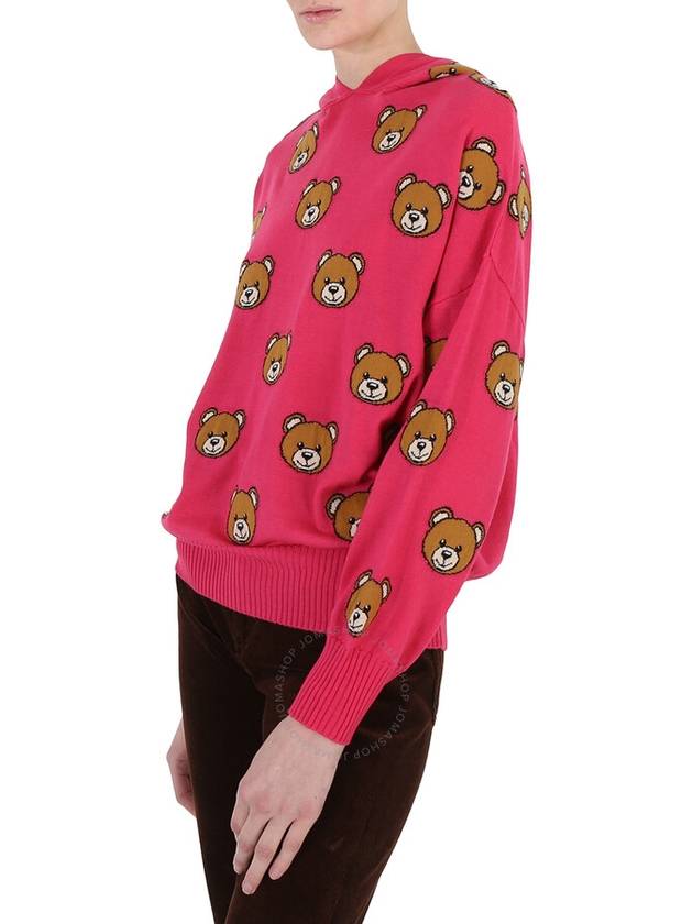 Moschino Fucsia Teddy Bear Intarsia Hooded Sweater, Brand Size 38 (US Size 4) - MOSCHINO - BALAAN 3