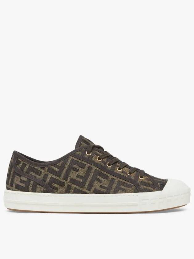 FF Motif Jacquard Low-Top Sneakers Brown - FENDI - BALAAN 2