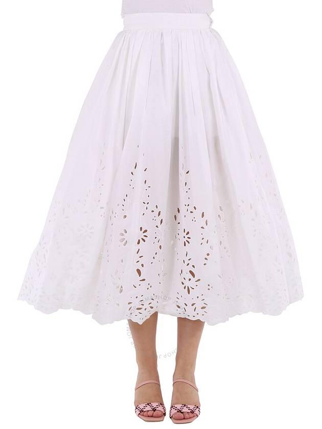 Chloe Ladies White Broderie Anglaise Flared Embroidered Midi Skirt, Brand Size 34 (US Size 2) - CHLOE - BALAAN 2