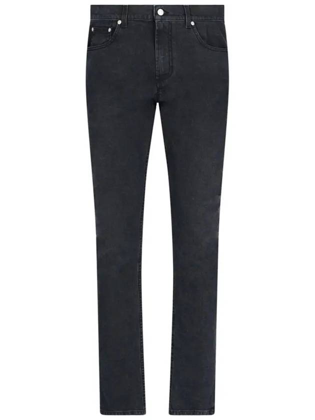 Logo Patch Slim Fit Denim Jeans Black - ALEXANDER MCQUEEN - BALAAN 3