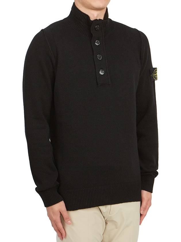 Wappen Patch Button Knit Top Black - STONE ISLAND - BALAAN 4