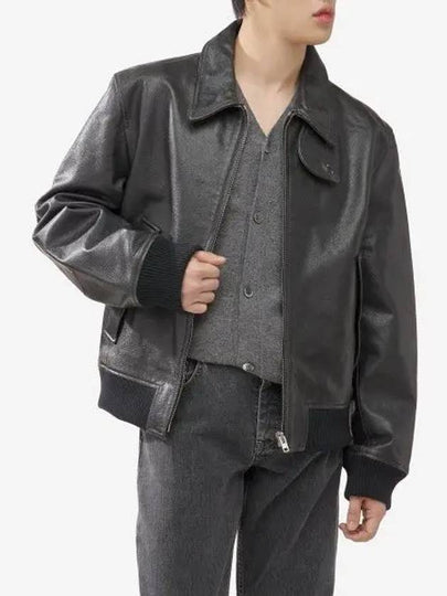 Leather Bomber Jacket Faded Black - HELMUT LANG - BALAAN 2