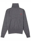 Heart Logo Wool Turtleneck Grey - AMI - BALAAN 1