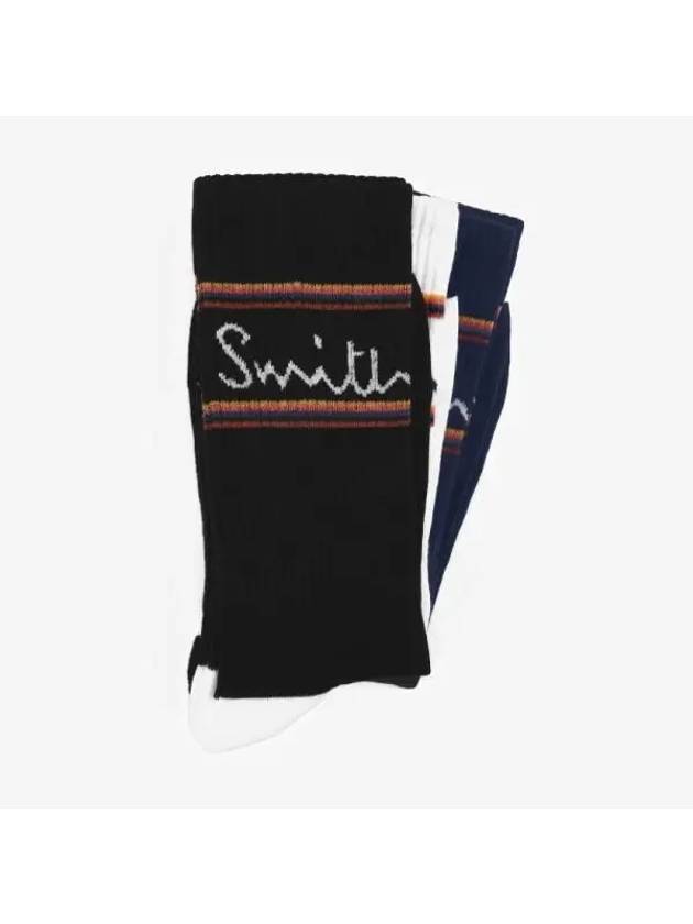 Intarsia Knit Logo Socks 3 Pack Set - PAUL SMITH - BALAAN 3