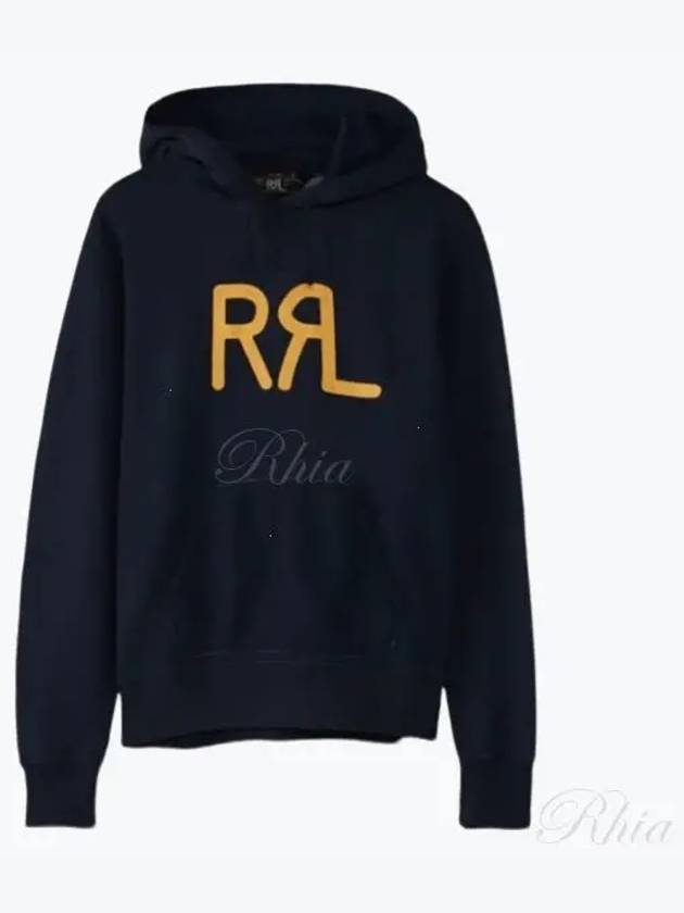 RRL Logo Print Pullover Hoodie Navy - POLO RALPH LAUREN - BALAAN 2