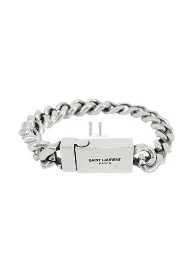 Men's Curb Chain Metal Bracelet Silver - SAINT LAURENT - BALAAN 2