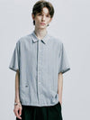 2way yukata striped open collar half shirt gray - S SY - BALAAN 7