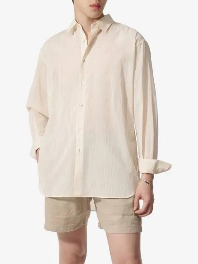 Hard twist striped shirt light beige A24SS01OSLIGHTBEIGE - AURALEE - BALAAN 1