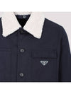 Triangle Logo Shearling Collar Jacket Navy - PRADA - BALAAN 4