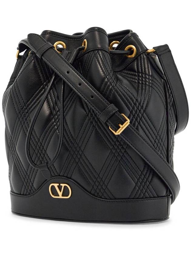 quilted black leather drawstring bag - VALENTINO - BALAAN 3