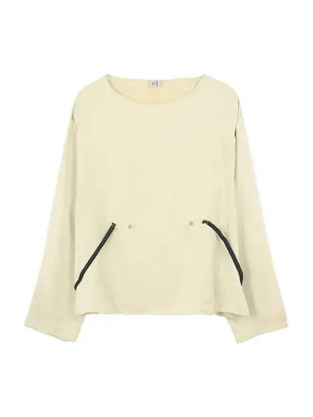 Women s UNIR Viscose Satin Long Sleeve T Shirt Beige TOUN VI WI22 - BASERANGE - BALAAN 1