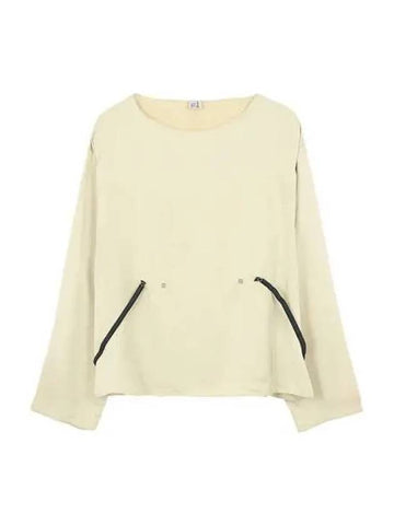 Women s UNIR Viscose Satin Long Sleeve T Shirt Beige TOUN VI WI22 - BASERANGE - BALAAN 1