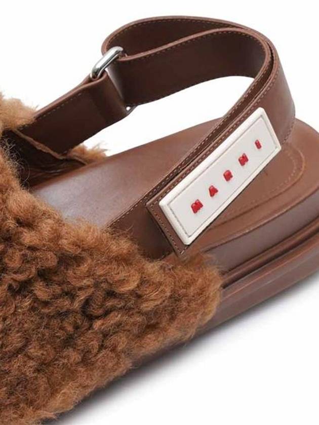 Sabot Merino Wool Shearling Mule Brown - MARNI - BALAAN 4