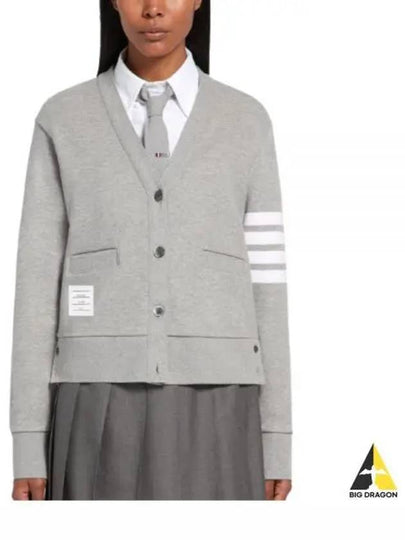 4-Bar Loopback Jersey Cardigan Light Grey - THOM BROWNE - BALAAN 2