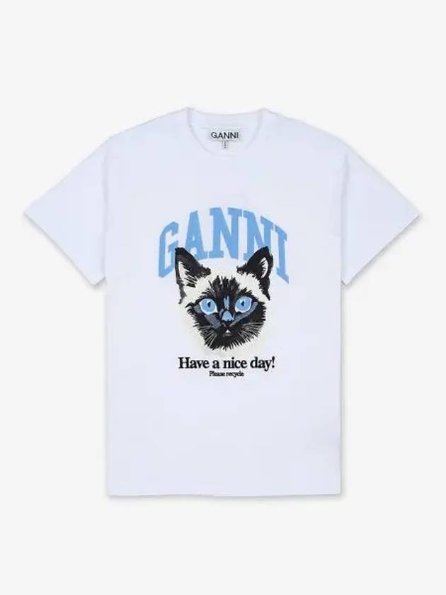 Basic Cat Relax Jersey Short Sleeve T-Shirt White - GANNI - BALAAN 2