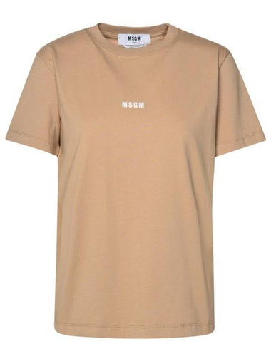 Micro Logo Short Sleeve T-Shirt Beige - MSGM - BALAAN 1