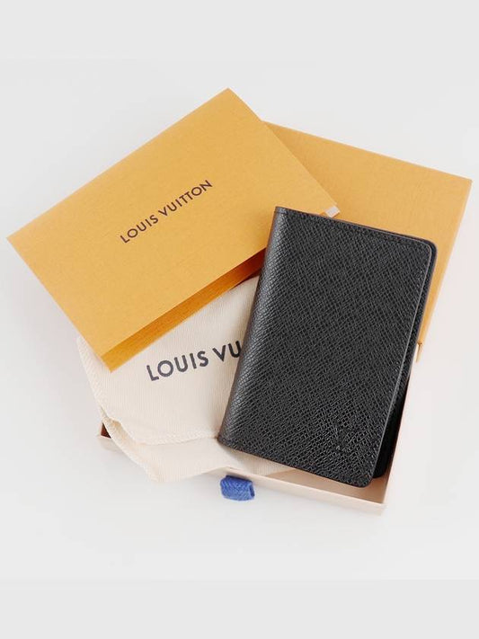 Pocket Organizer Taiga Leather Card Wallet Black - LOUIS VUITTON - BALAAN 2