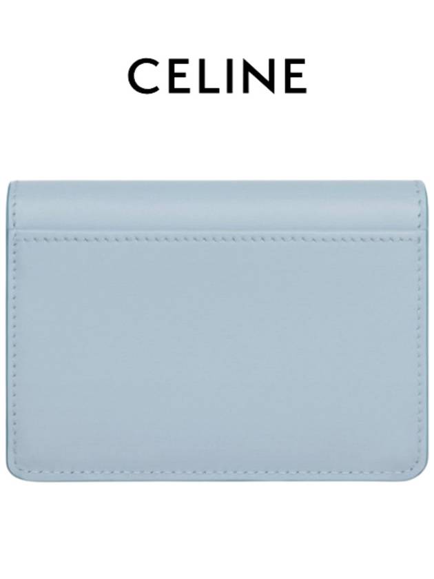 Celine Triomphe Shiny Calfskin Flap Card Holder Light Blue - CELINE - BALAAN 6