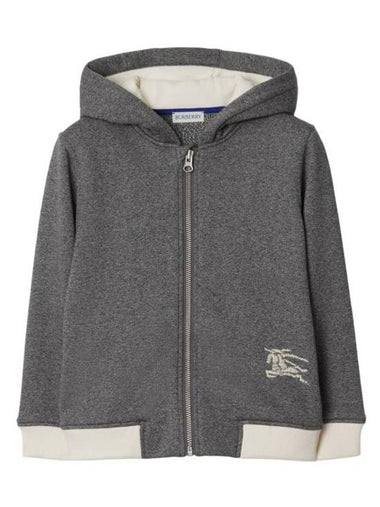 Kids Embroidered Logo Hooded Zip-Up Jacket Charcoal - BURBERRY - BALAAN 1