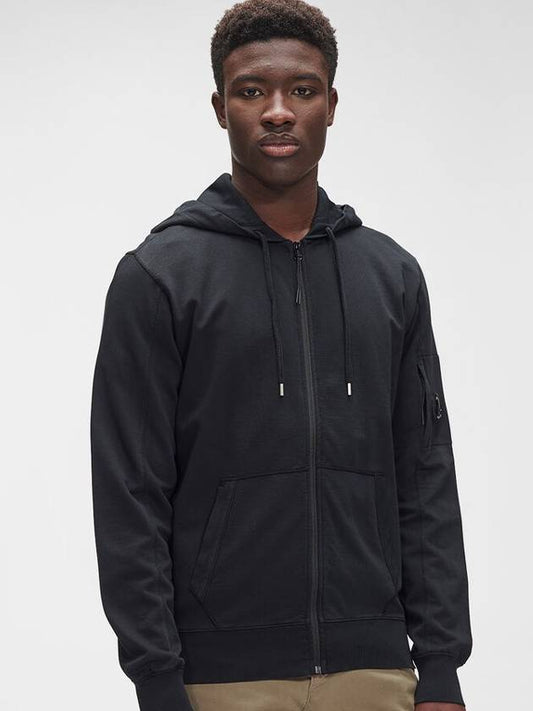 Lens Wappen Light Fleece Zip Up Hoodie Black - CP COMPANY - BALAAN 2