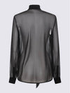 Silk Muslin Crepe Blouse Black - SAINT LAURENT - BALAAN 4