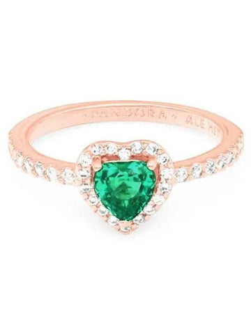 Sparkling Elevated Green Heart Ring Rose Gold - PANDORA - BALAAN 1