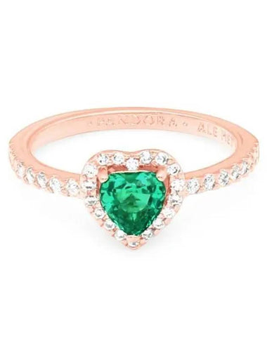 Sparkling Elevated Green Heart Ring Rose Gold - PANDORA - BALAAN 1