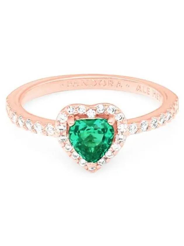 Sparkling Elevated Green Heart Ring Rose Gold - PANDORA - BALAAN 1