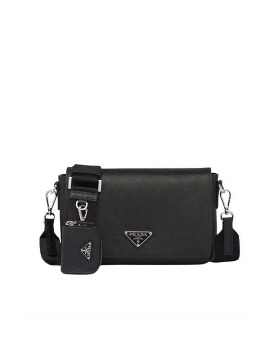 Saffiano Leather Shoulder Bag Black - PRADA - BALAAN 1