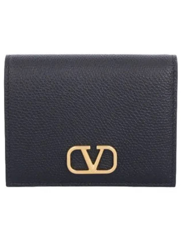 Logo Signature Compact Wallet Black - VALENTINO - BALAAN 1