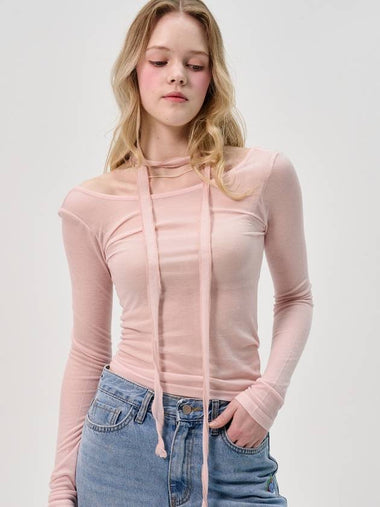 Slim Scarf Tencel Line T Shirt_Pink - SORRY TOO MUCH LOVE - BALAAN 1