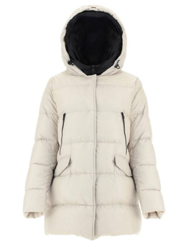 hooded padded coat ivory - HERNO - BALAAN.