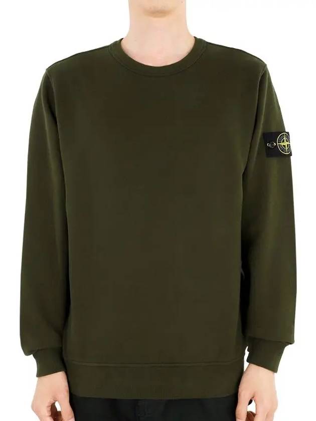 Brushed Cotton Fleece Garment Dyed Crewneck Sweatshirt Olive Green - STONE ISLAND - BALAAN 3