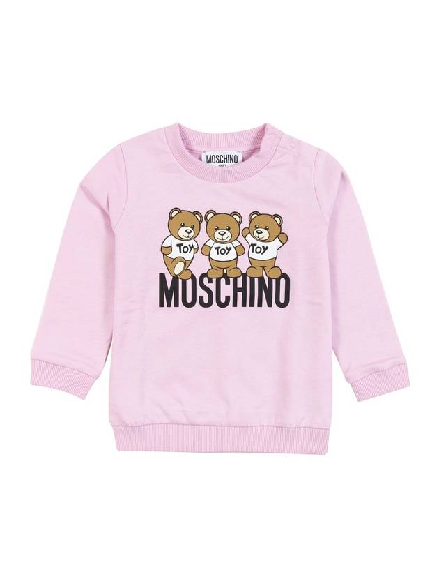 Kids Bear Logo Print Sweatshirt Pink - MOSCHINO - BALAAN 1