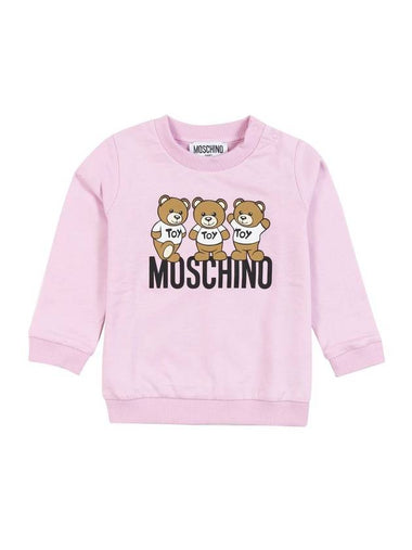 Bear Logo Print Sweatshirt Pink - MOSCHINO - BALAAN 1