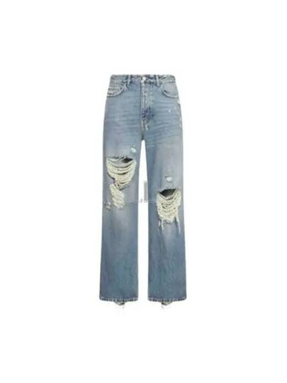 Distressed Denim Straight Jeans Blue - BALENCIAGA - BALAAN 2