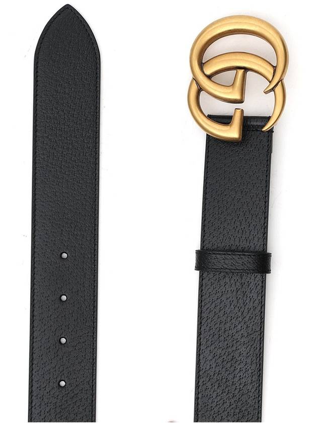 GG Marmont Double G Buckle Wide Leather Belt Black - GUCCI - BALAAN 3