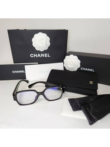 Heart Glasses Sunglasses CC Logo Blue Light Square Black A71470 - CHANEL - BALAAN 1