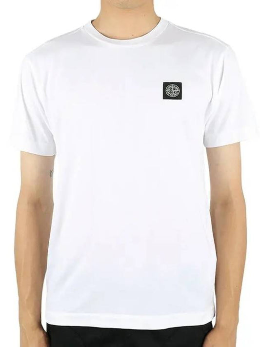 Logo Patch Cotton Short Sleeve T-Shirt White - STONE ISLAND - BALAAN 2