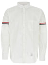 Armband Detail Seersucker Long Sleeve Shirt White - THOM BROWNE - BALAAN 3