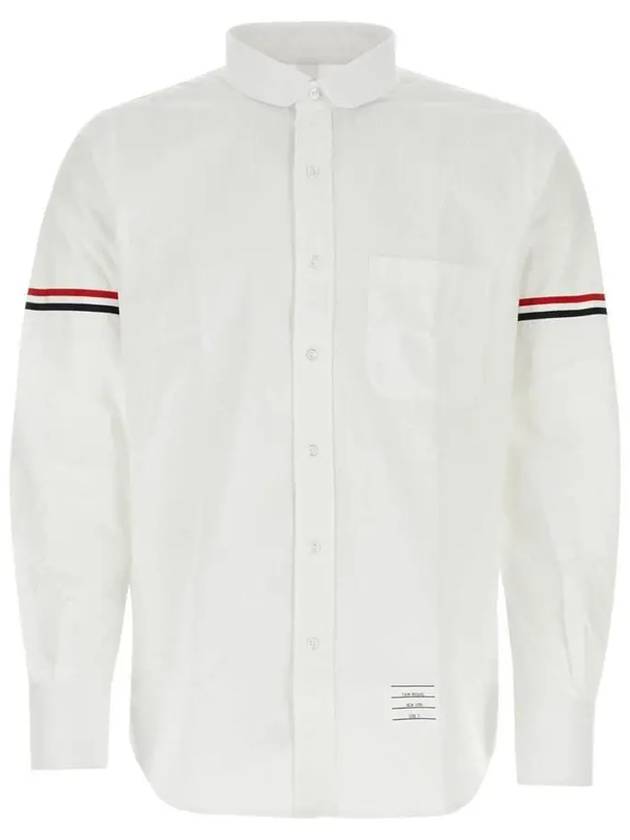 Armband Detail Seersucker Long Sleeve Shirt White - THOM BROWNE - BALAAN 3